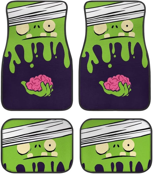 Halloween Car Mats Halloween Cartoon Bandage Zombie Brain Car Floor Mats Black Green