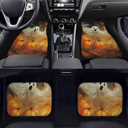 Halloween Car Mats Halloween Ghost From Pumpkin Pattern Car Floor Mats Black Orange