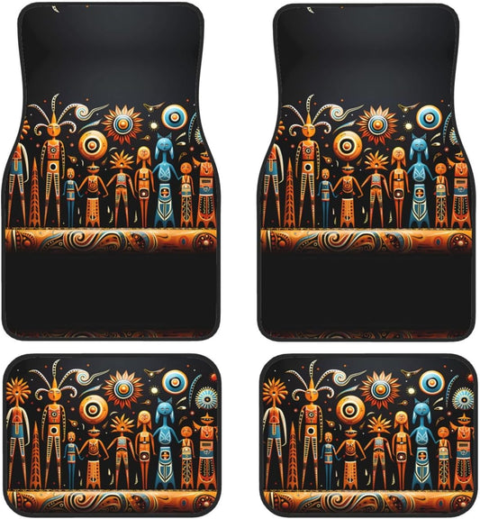 Native American Car Mats Native American People Art Pattern Car Floor Mats Black Brown