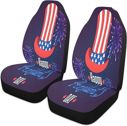 4th Of July Car Seat Covers Happy Presidents Day Fireworks Pattern Seat Covers Blue Red