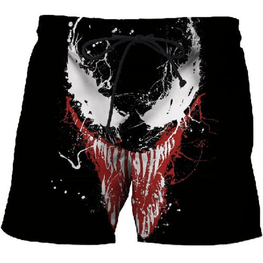 Venom Shorts Splashing Paint Venom Graphic Beach Shorts Black