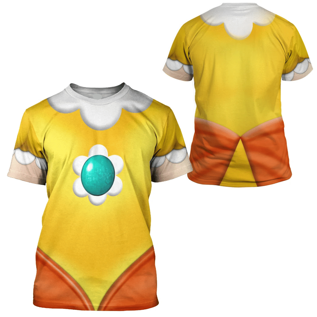 Super Mario Costume Hoodie Game Character Princess Daisy Costume T-shirt Sweatshirt Yellow Unisex Adults