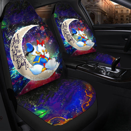 Couple Cute Duck Couple Love You To The Moon Galaxy Car Seat Covers