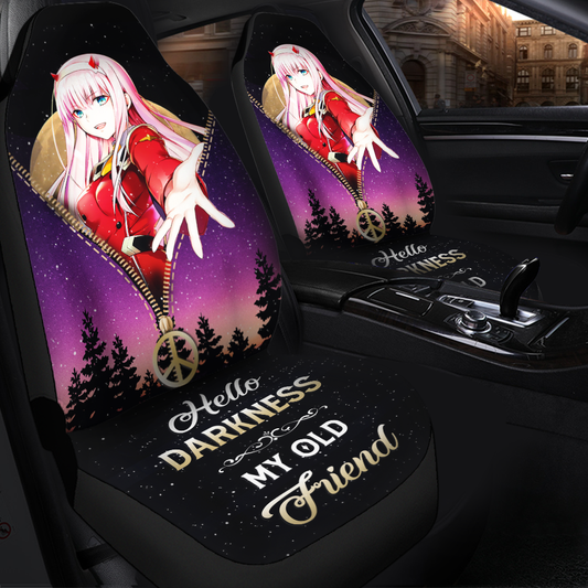 Zero Two Darling In The Franxx Darkness My Old Friend Hippie Moon Zipper Car Seat Covers
