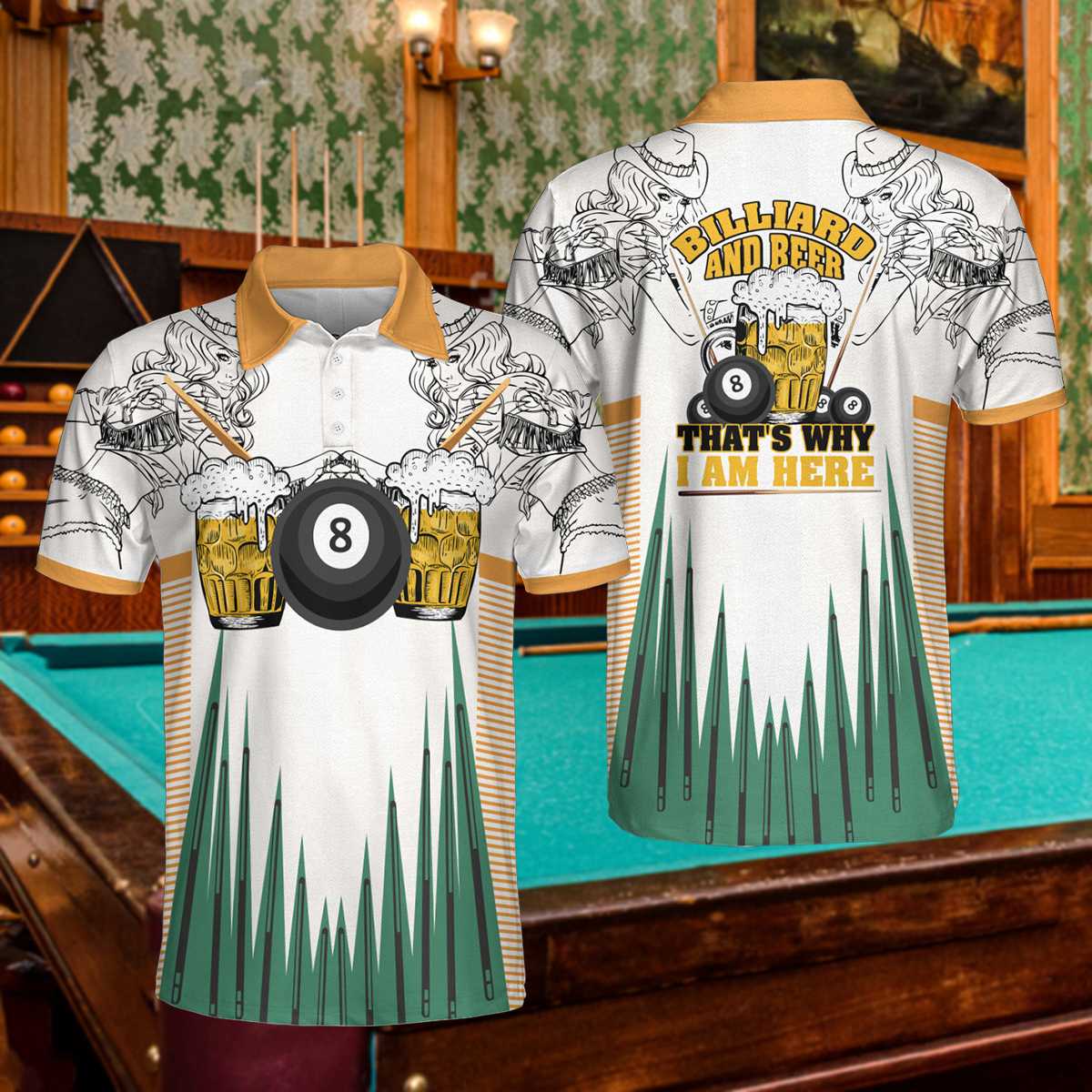 Billard Polo Shirt Billiard Ball 8 And Beer Cowgirl Boys Polo Shirts White