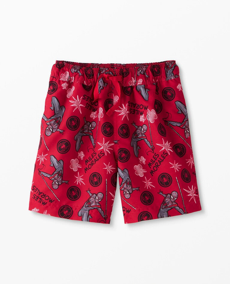 Spiderman Shorts Spiderman Miles Morales Patern Beach Shorts Red