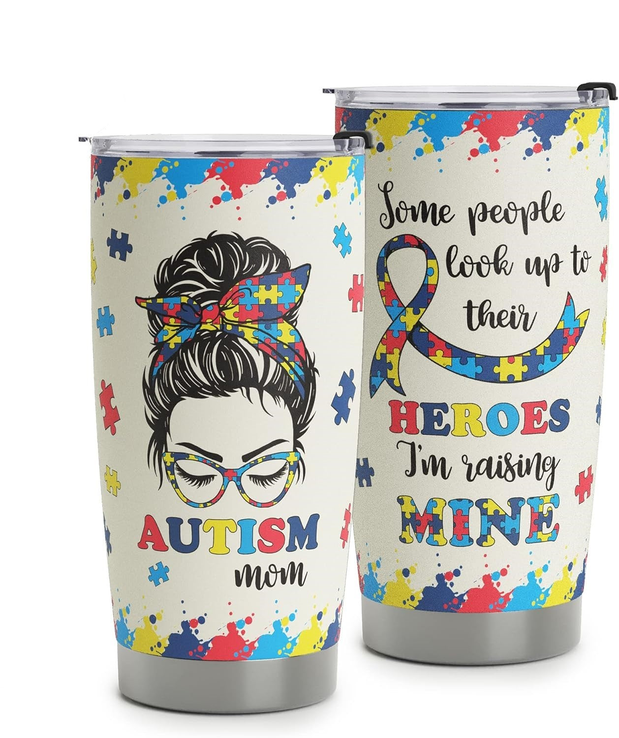 Autism Tumbler Autism Mom I'm Rasing Hero Tumbler Cup Colorful