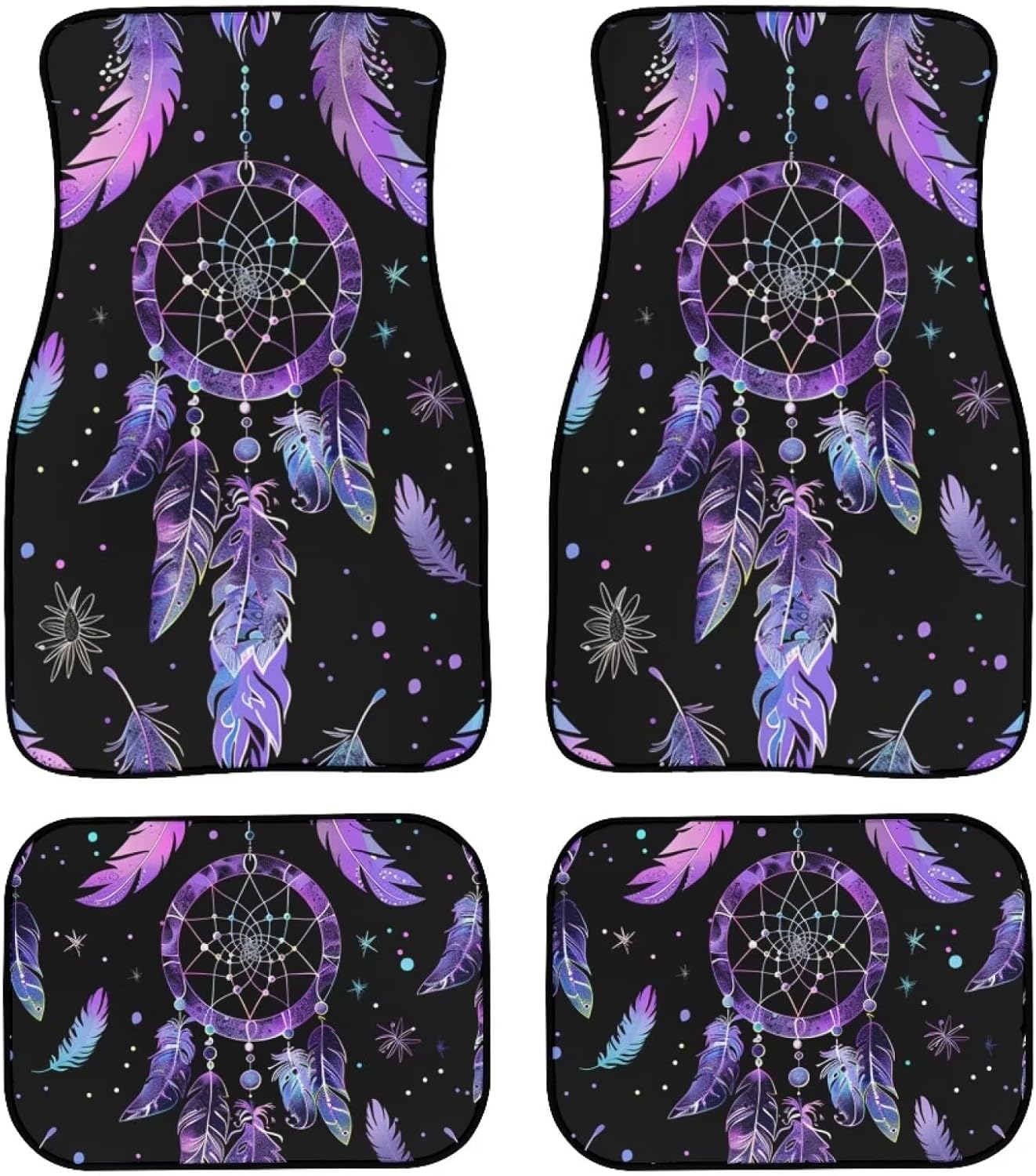 Native American Car Mats Ethnic Native American Dreamcatcher Pattern Car Floor Mats Black Purple