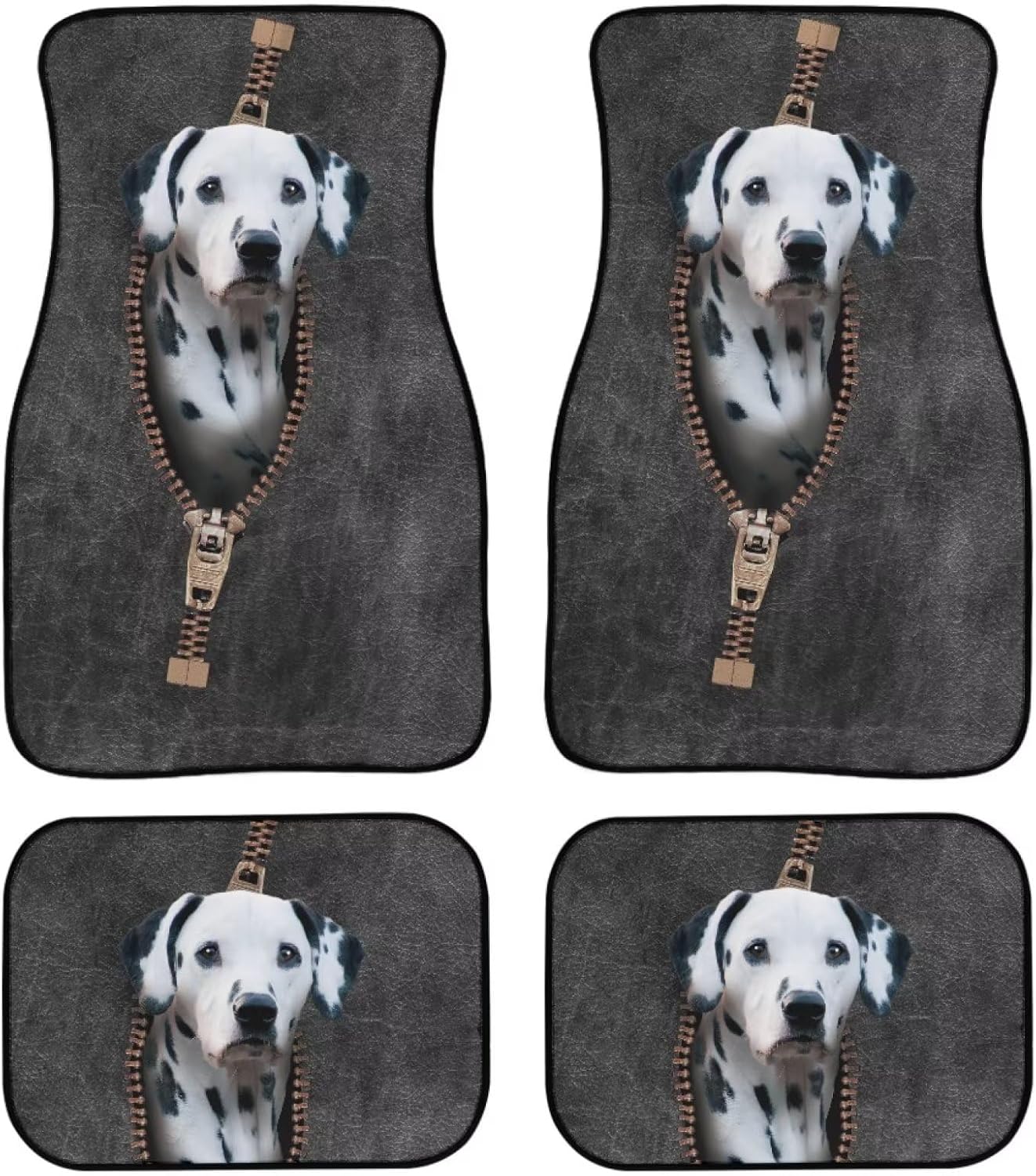 Dog Car Floor Mats Funny Dalmatian Dog Zipper Pattern Car Mats