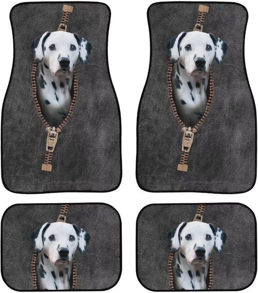 Dog Car Floor Mats Funny Dalmatian Dog Zipper Pattern Car Mats