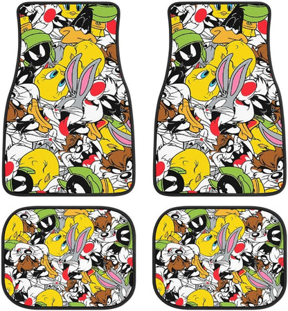 Looney Tunes Car Floor Mats Looney Tunes All Characters Doodle Pattern Car Mats
