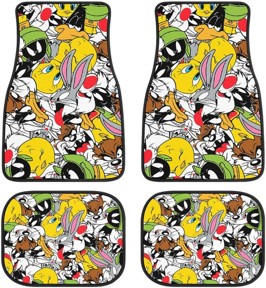 Looney Tunes Car Floor Mats Looney Tunes All Characters Doodle Pattern Car Mats