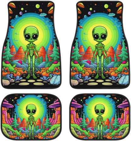 Alien Car Mats Flower Fantasy Mountain Alien Car Floor Mats Colorful