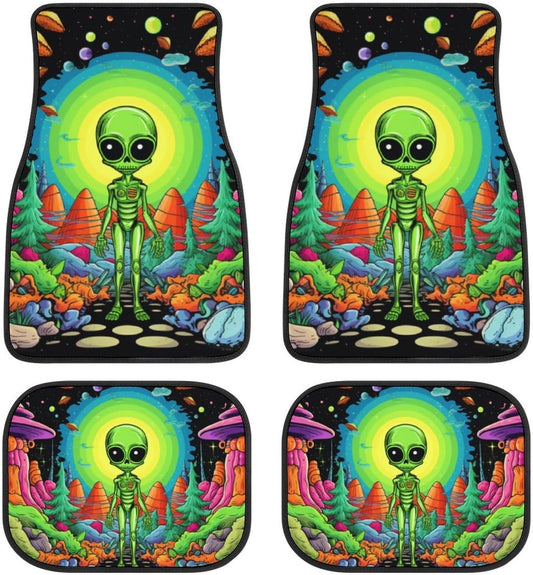 Alien Car Mats Flower Fantasy Mountain Alien Car Floor Mats Colorful