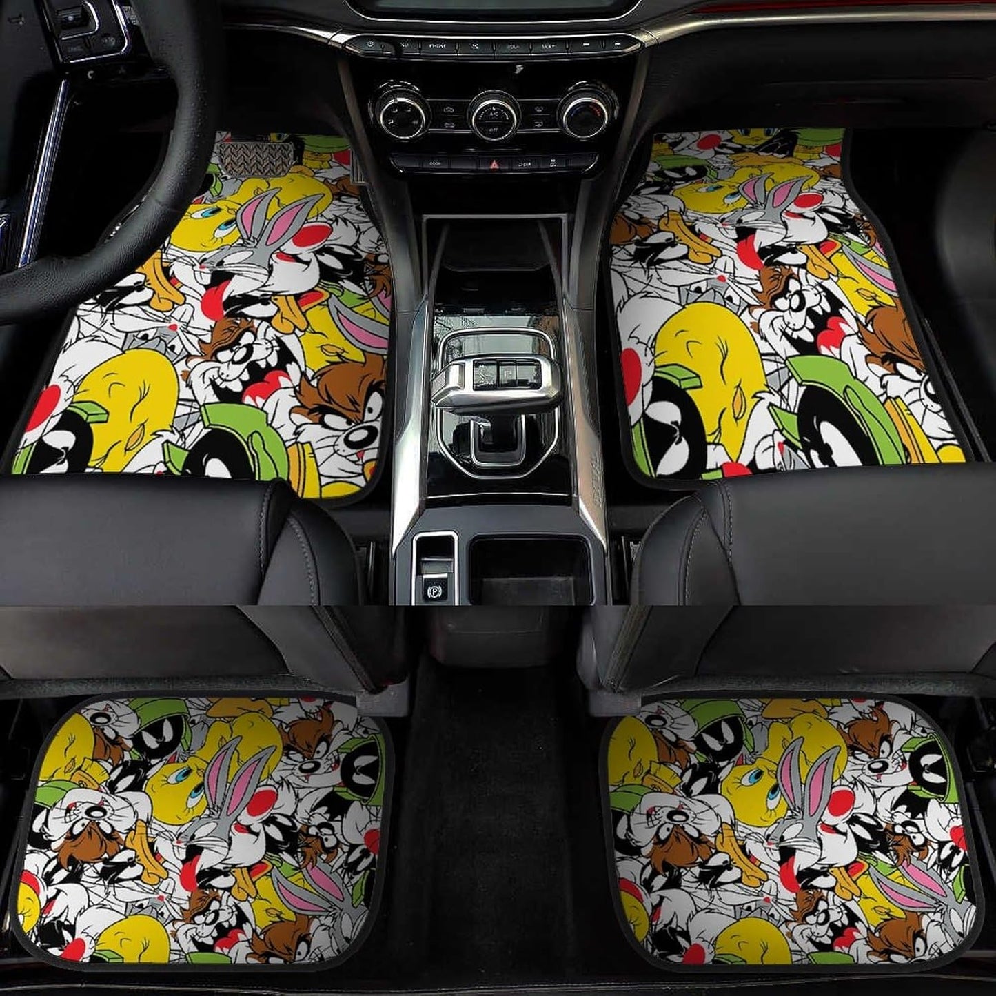 Looney Tunes Car Floor Mats Looney Tunes All Characters Doodle Pattern Car Mats