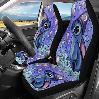 Stitch Car Seat Covers DN Stitch With Wizard Hat Seat Covers Blue