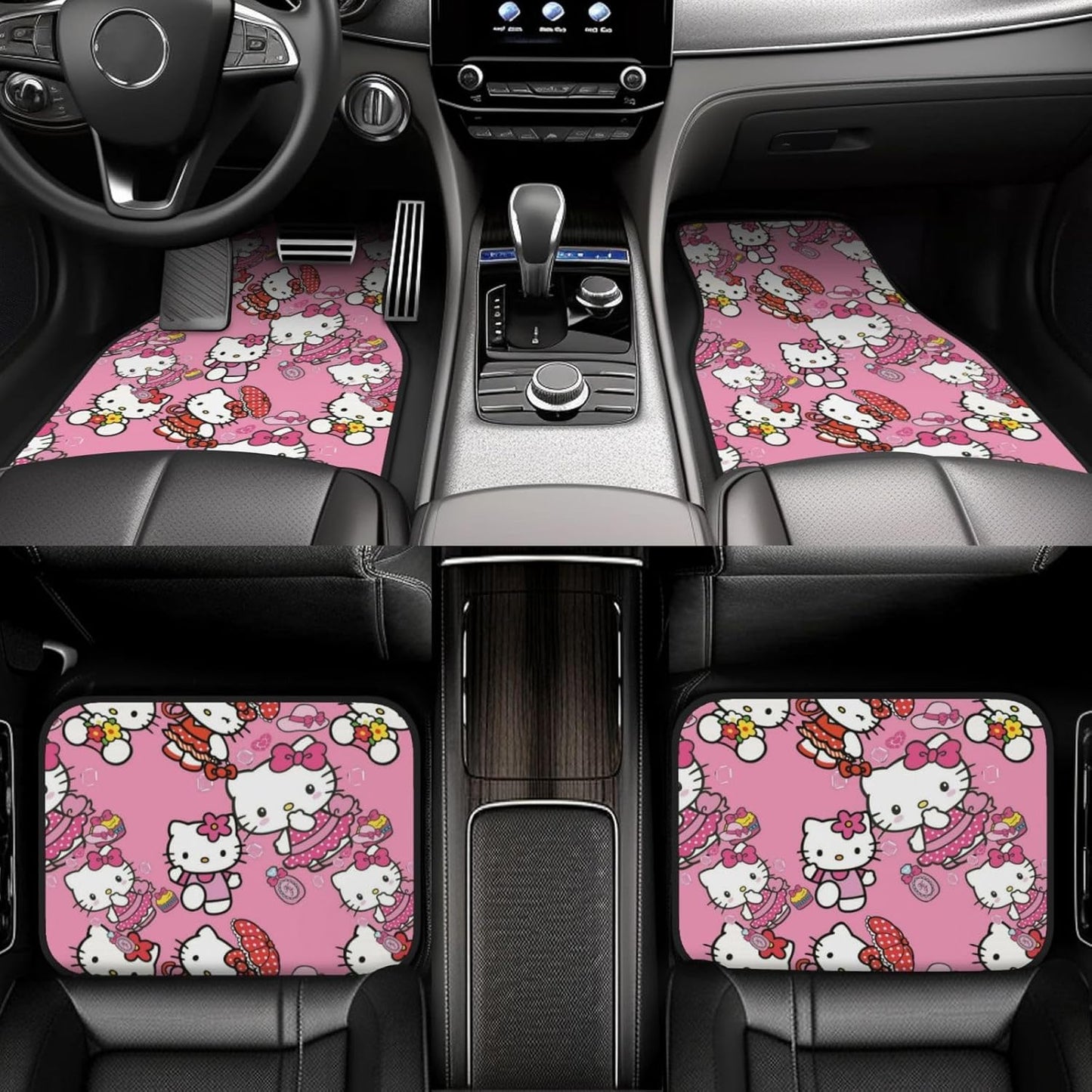 Hello Kitty Car Mats Hello Kitty All Cute Poses Pattern Car Floor Mats Pink