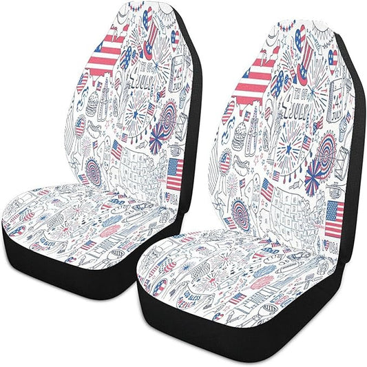 4th Of July Car Seat Covers 4th Of July Items Pattern Seat Covers White