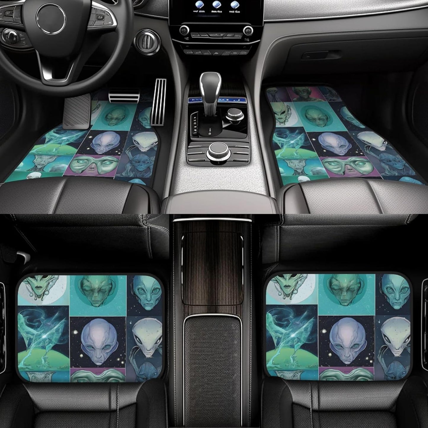 Alien Car Mats All Types Of Alien Graphic Car Floor Mats Blue Gray