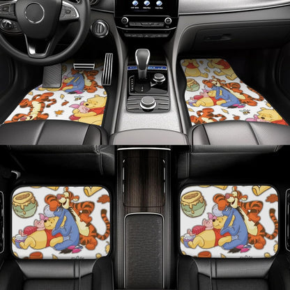 WTP Car Mats Pooh And Friends Together Graphic Car Floor Mats Colorful