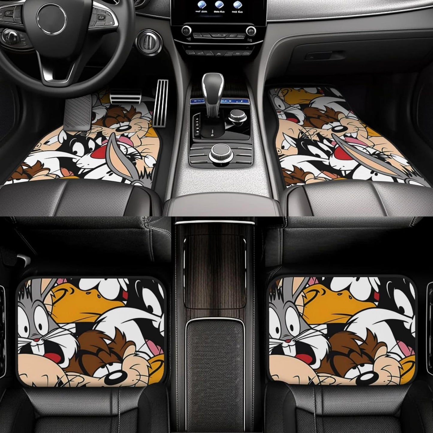 Looney Tunes Car Floor Mats Looney Tunes Characters Faces Doodle Graphic Car Mats