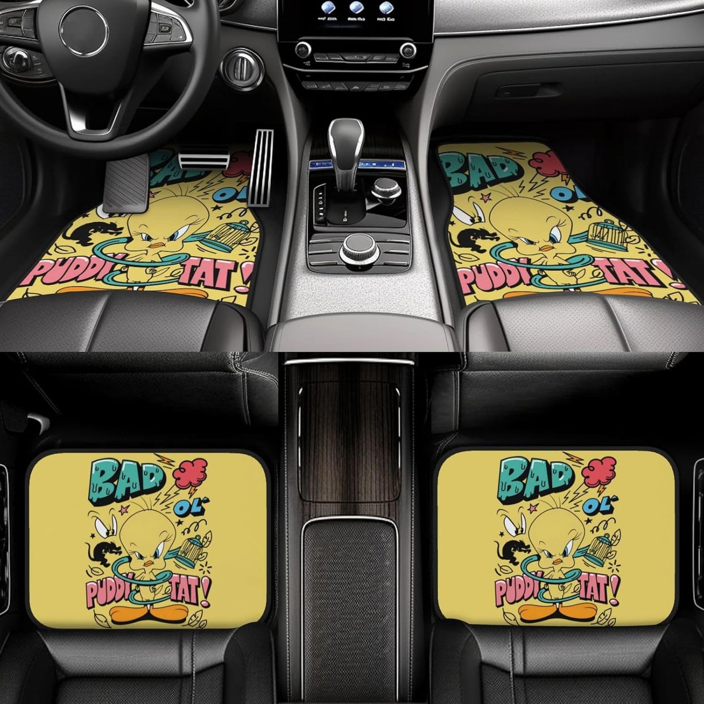 Looney Tunes Car Floor Mats Cool Tweety Bad Puddy Tat Pattern Car Mats