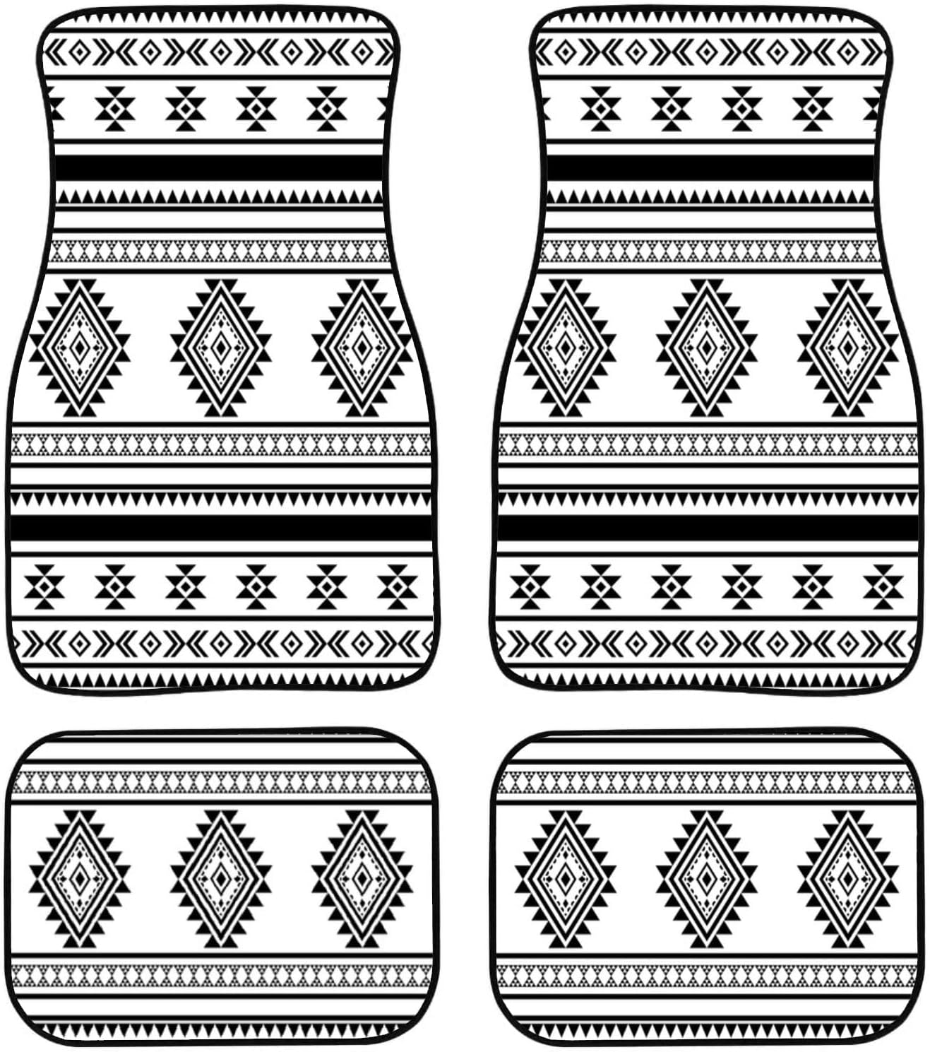 Native American Car Mats Aztec Geometric Native American Car Floor Mats Black White