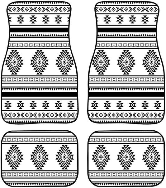 Native American Car Mats Aztec Geometric Native American Car Floor Mats Black White