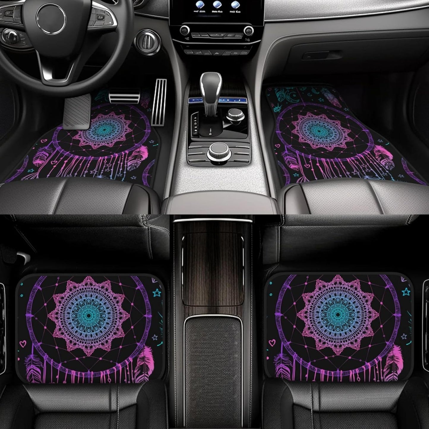 Native American Car Mats Native American Indian Talisman Dreamcatcher Car Floor Mats Black Purple