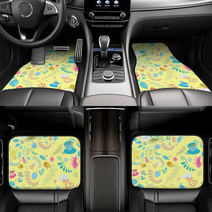 Alice In Wonderland Car Mats Alice In Wonderland Characters Items Pattern Car Floor Mats Yellow