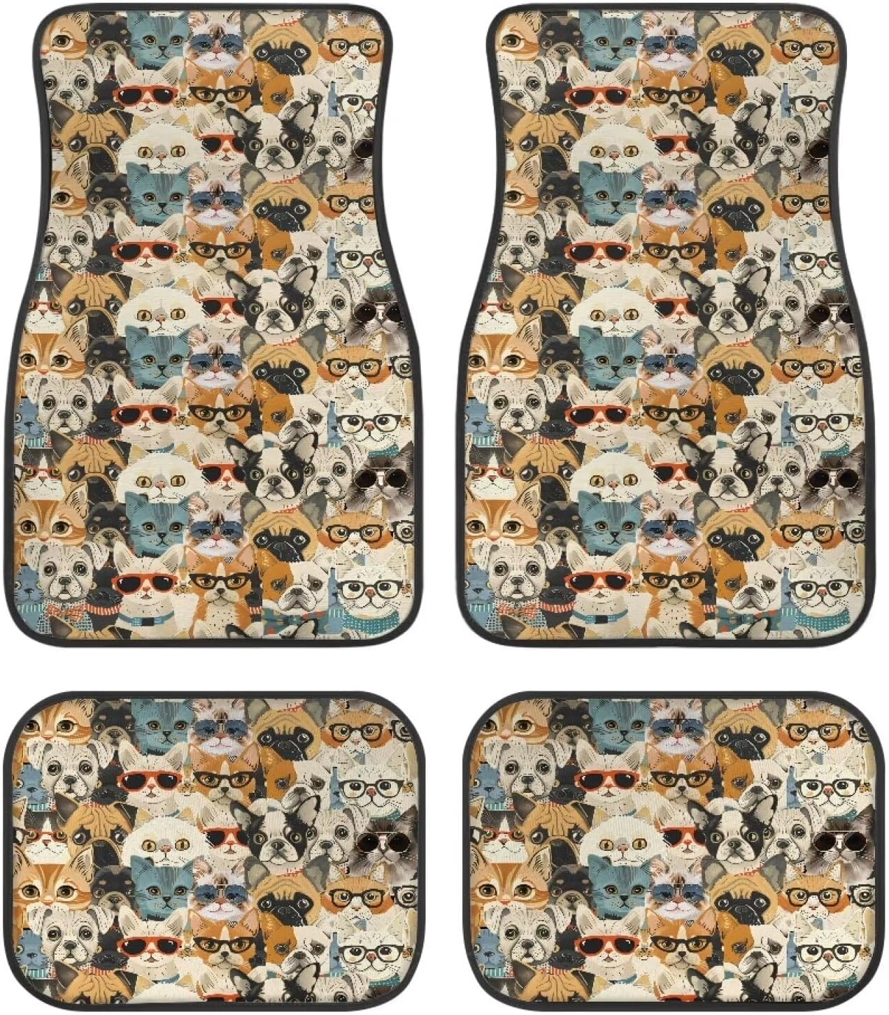 Dog Car Floor Mats All Types Of Cute Dog And Cat Doodle Pattern Car Mats