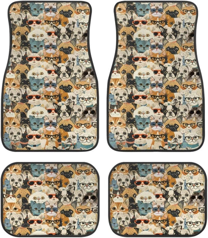 Dog Car Floor Mats All Types Of Cute Dog And Cat Doodle Pattern Car Mats