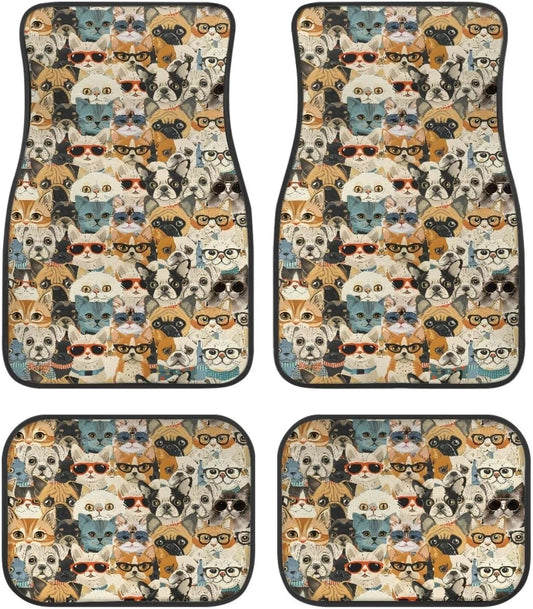 Dog Car Floor Mats All Types Of Cute Dog And Cat Doodle Pattern Car Mats