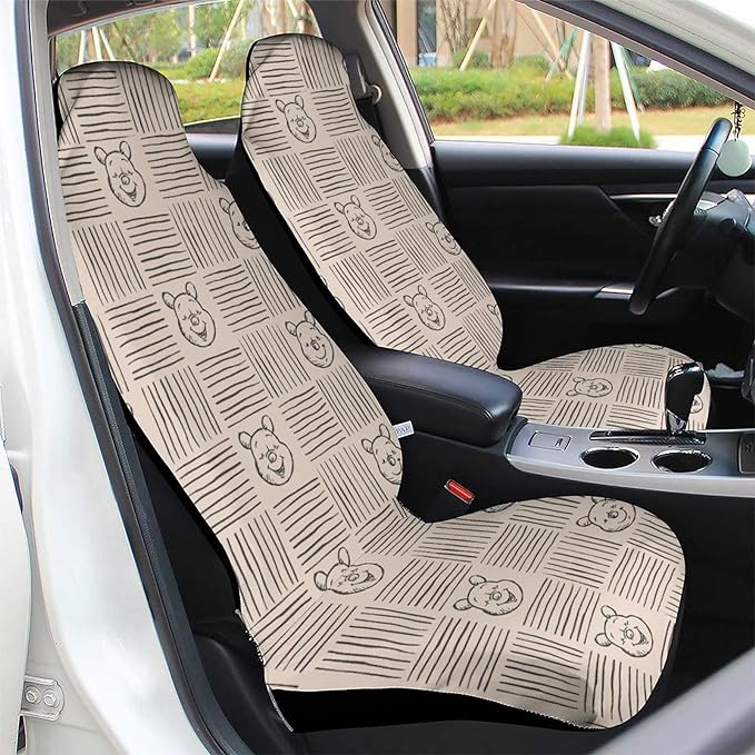 WTP Car Seat Covers WTP Vintage Style Stripes Pattern Seat Covers Brown