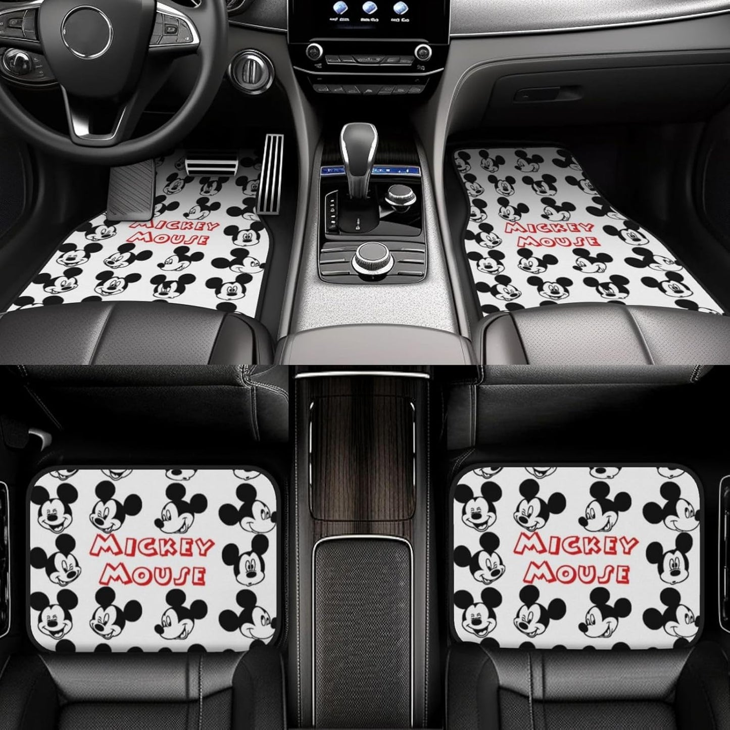 MM Car Mats DN MM Head Face Emotions Pattern Car Floor Mats Black White