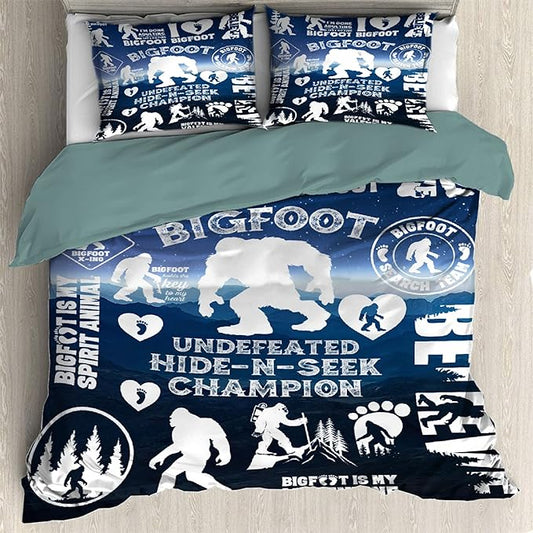 Bigfoot Bedding Set Bigfoot Undefeated Hide N Seek Champion Duvet Covers Blue Unique Gift