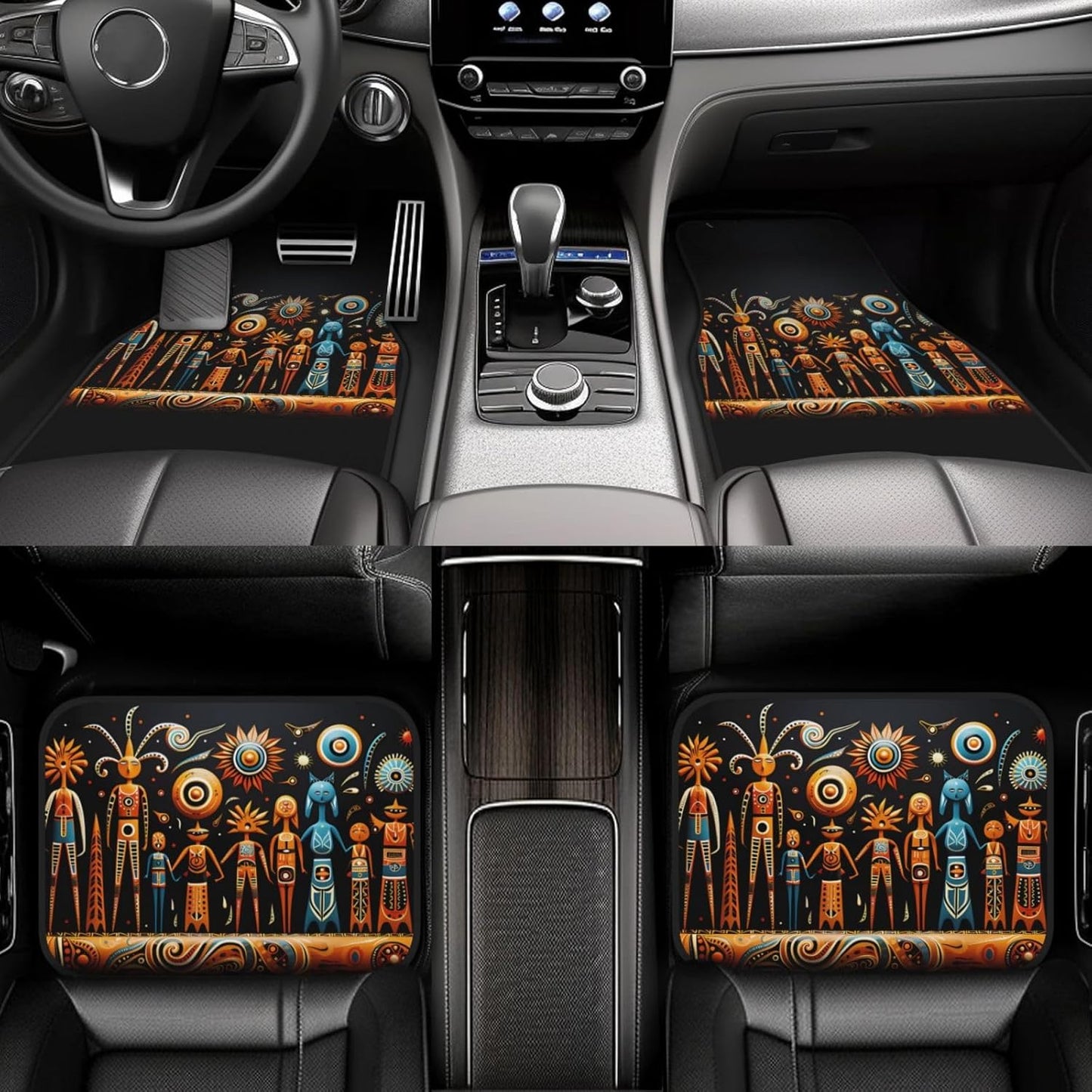 Native American Car Mats Native American People Art Pattern Car Floor Mats Black Brown