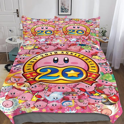 Kirby Bedding Set Kirby 20 Anniversary All Versions Duvet Covers Pink Unique Gift