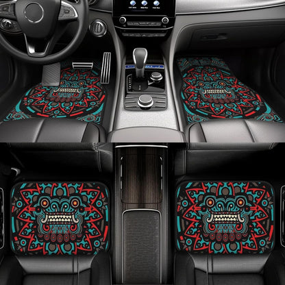 Native American Car Mats Aztec Native American Tribal Dragon Pattern Car Floor Mats Green Red