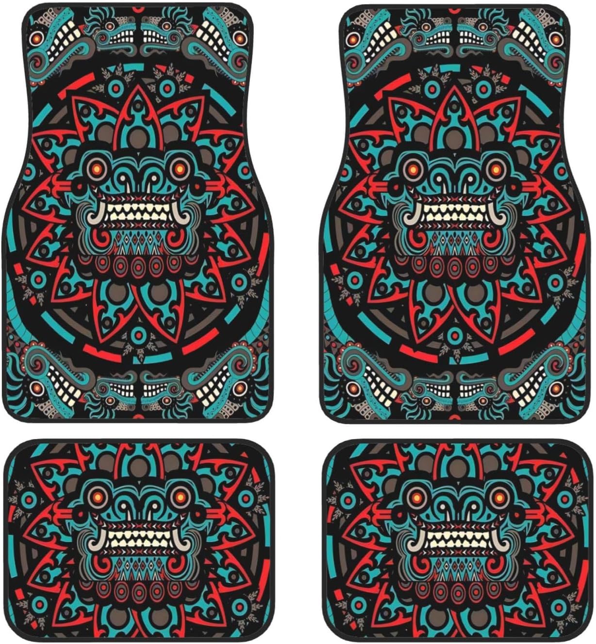 Native American Car Mats Aztec Native American Tribal Dragon Pattern Car Floor Mats Green Red