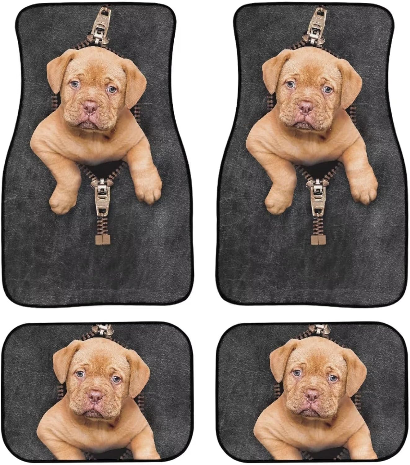 Dog Car Floor Mats Cute Puppy Dog Inside Zipper Fur Pattern Car Mats