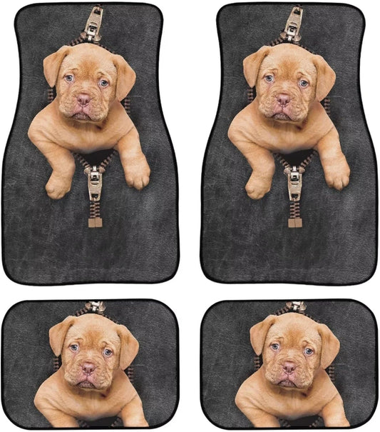 Dog Car Floor Mats Cute Puppy Dog Inside Zipper Fur Pattern Car Mats