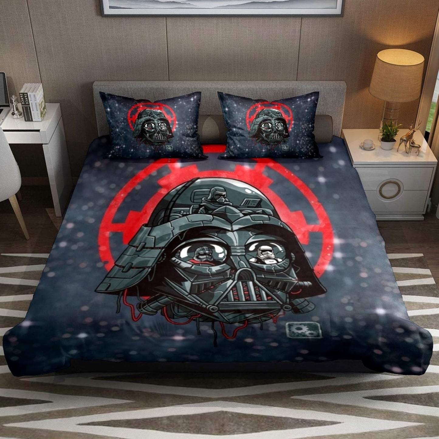 SW Bedding Set SW Darth Vader Ship Art Duvet Covers Black Unique Gift