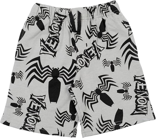 Venom Shorts MV Venom Name And Symbol Pattern Beach Shorts Black White