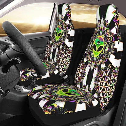 Alien Car Seat Covers Trippy Acid Alien The Third Eye Seat Covers Black White