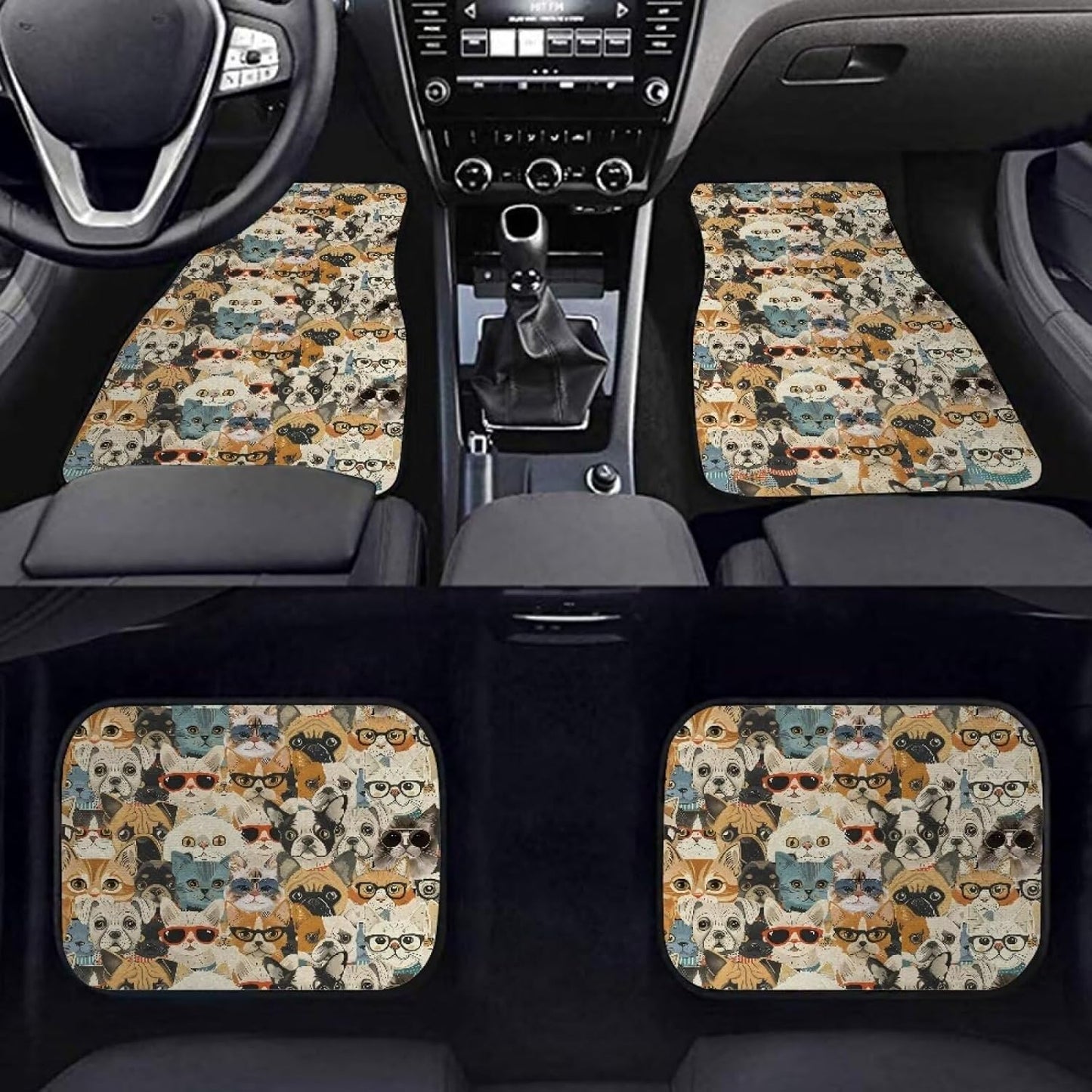 Dog Car Floor Mats All Types Of Cute Dog And Cat Doodle Pattern Car Mats