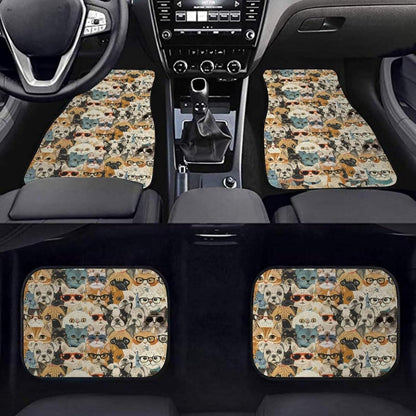 Dog Car Floor Mats All Types Of Cute Dog And Cat Doodle Pattern Car Mats