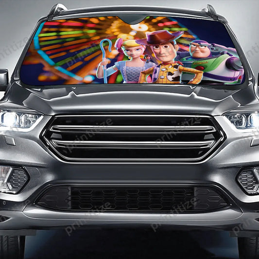 Toy Story Car Sun Shade Po Beep Buzz And Woody Graphic Winshield Sun Shade Colorful