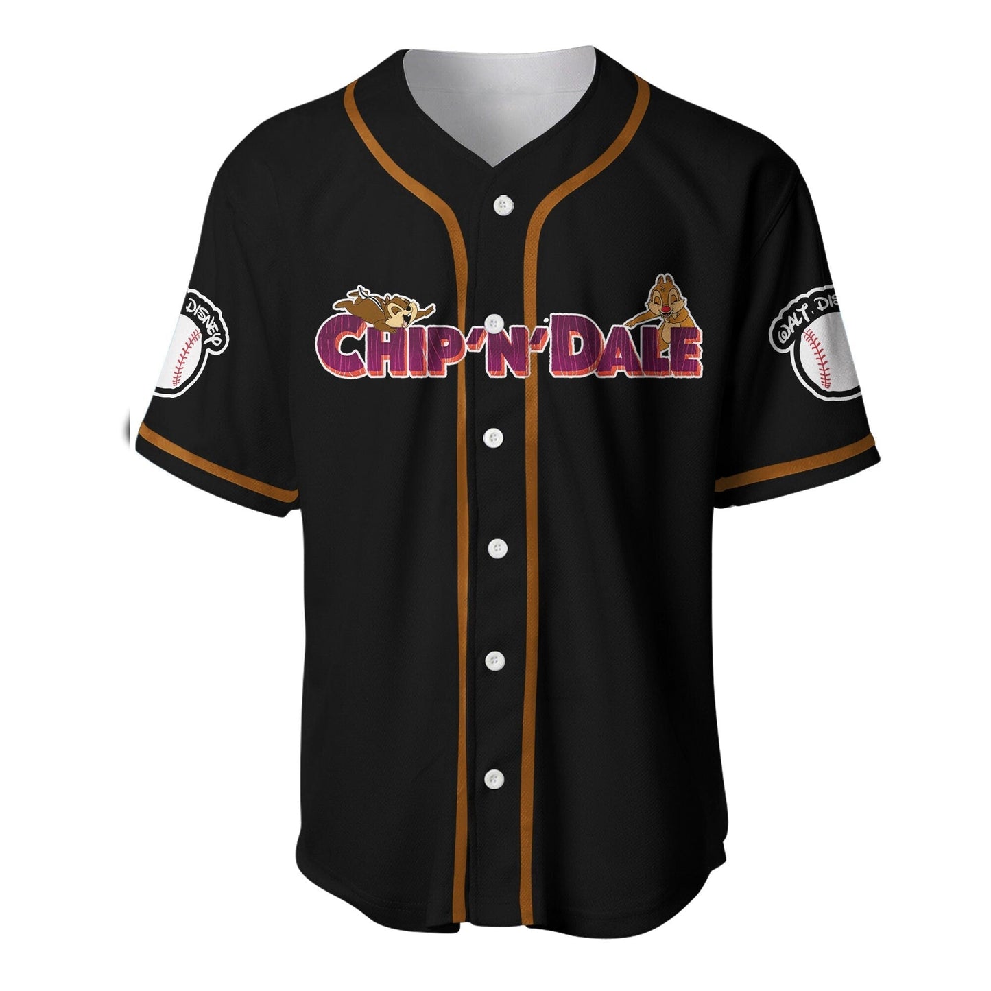 Disney Jersey Walt Disney Chip N Dale Playing Sport Together Graphic Black Jersey Shirt Disney Baseball Jersey Chip N Dale Baseball Jersey