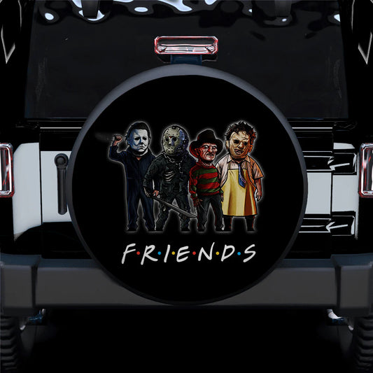 Horror Spare Tire Cover Friends Chibi Horror Characters Graphic Black